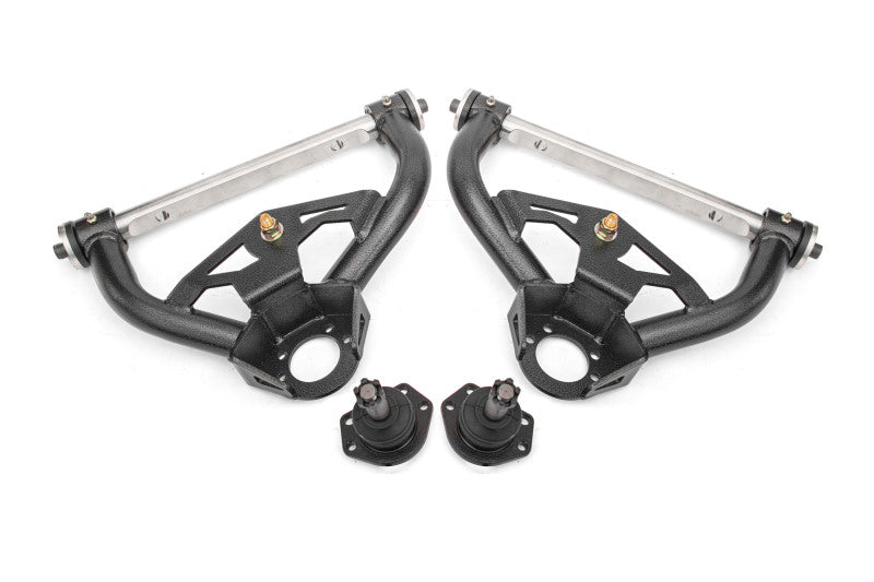 BMR 1978-1987 GM G-Body Non-Adjustable Upper A-Arms Delrin 0.5in Tall Ball Joint - Black Hammertone