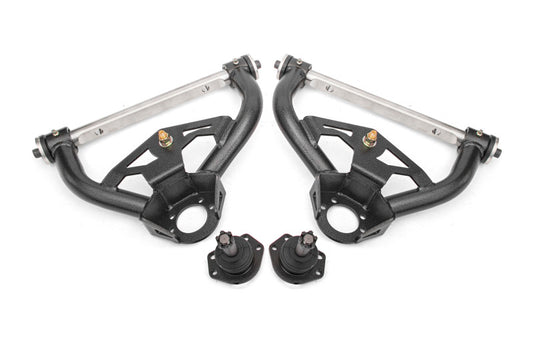 BMR 1978-1987 GM G-Body Non-Adjustable Upper A-Arms Delrin 0.5in Tall Ball Joint - Black Hammertone