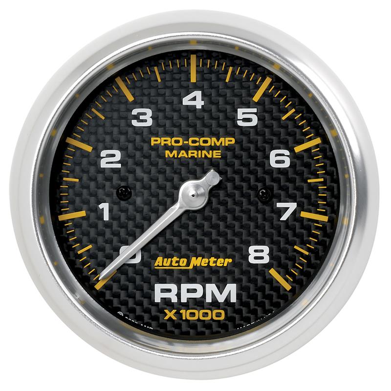 AutoMeter 200779-40 Marine Carbon Fiber 3-3/8in 8K RPM In-Dash Tachometer