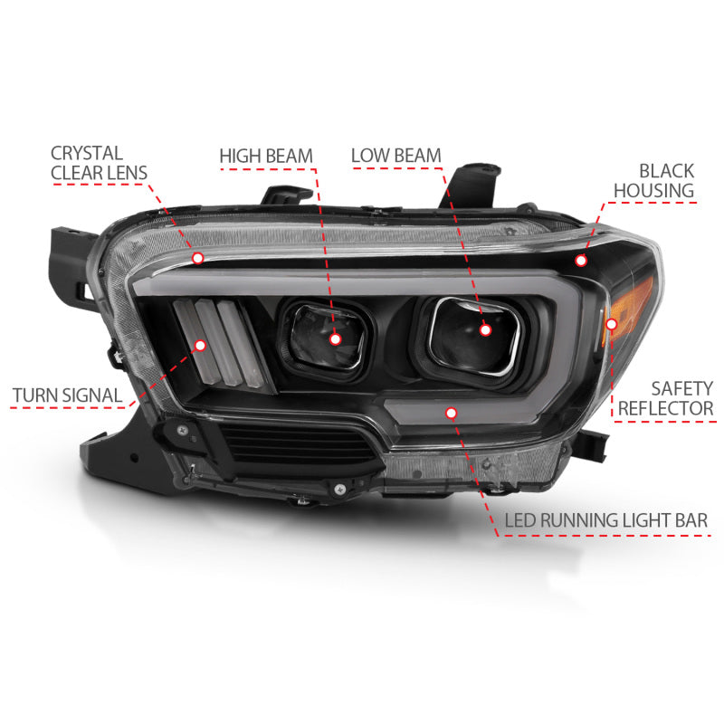 ANZO 2016-2023 Toyota Tacoma LED Projector Headlights