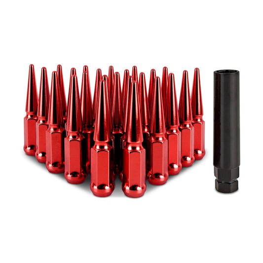 Mishimoto Mishimoto Steel Spiked Lug Nuts M14 x 1.5 24pc Set Red - #MMLG-SP1415-24RD