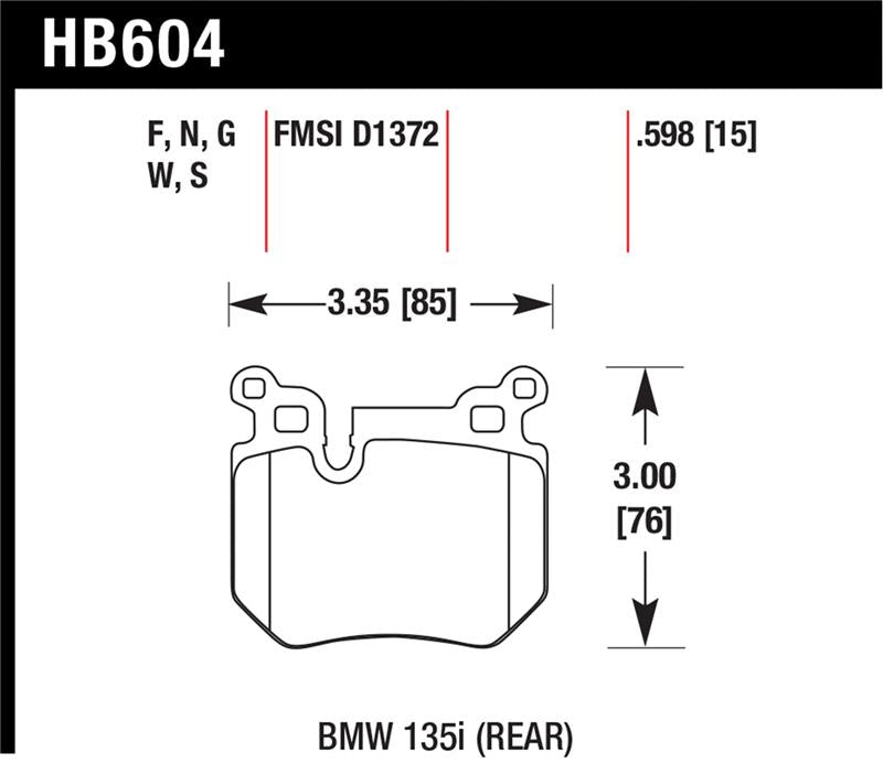 Hawk Performance HB604G.598 DTC-60 Motorsport Brake Pads