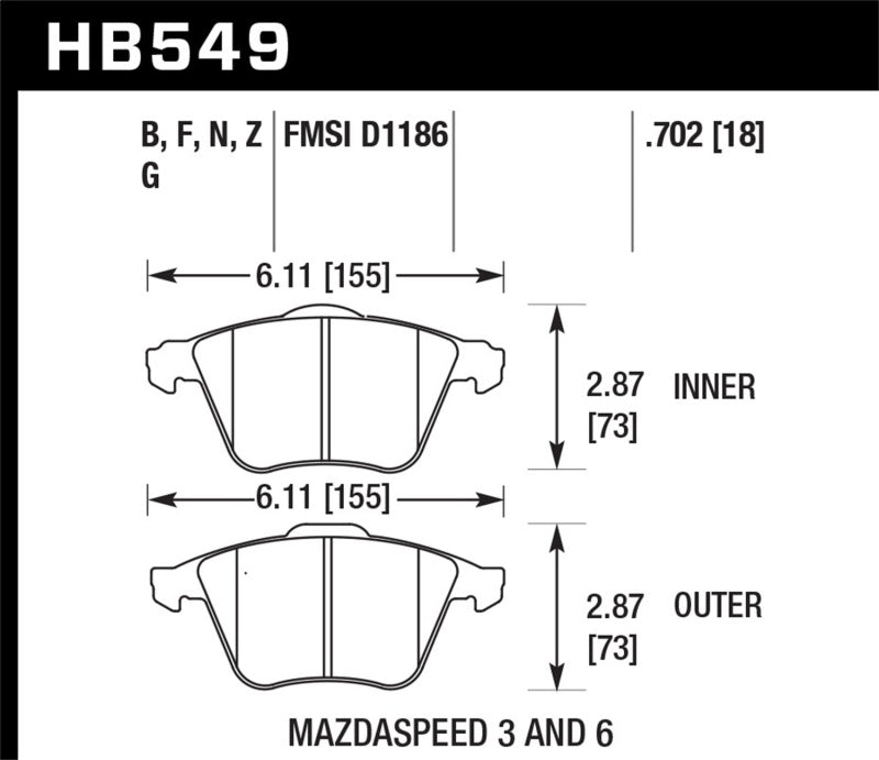 Hawk Performance HB549N.702 HP Plus Crossover Street/Motorsport Brake Pads