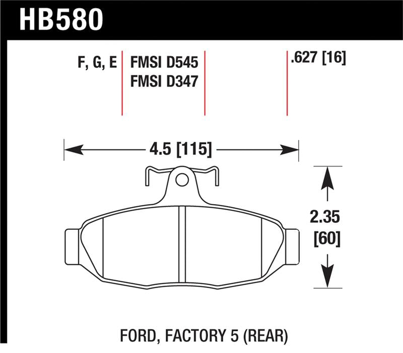 Hawk Performance HB580G.627 DTC-60 Motorsport Brake Pads