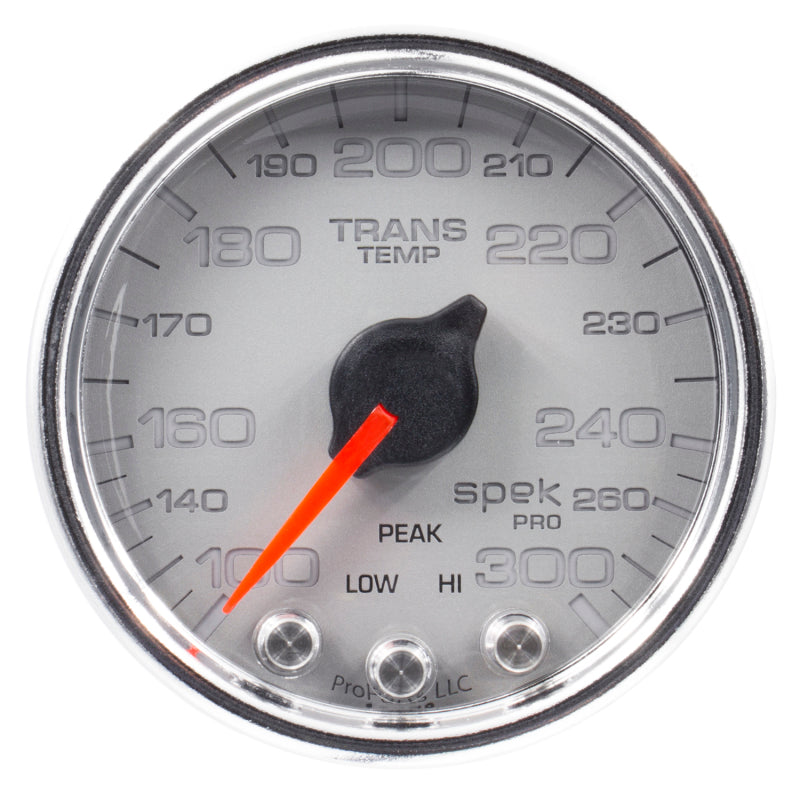AutoMeter P34221 Spek-Pro 2-1/16in 100-300 Degrees F Transmission Temperature Gauge Stepper Silver/Chrome