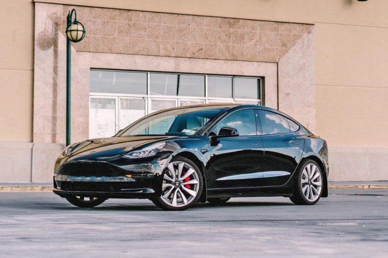 Rally Armor UR Mud Flaps - 2017-2023 Tesla 3 - Black/Blue Logo - #MF62-UR-BLK/BL
