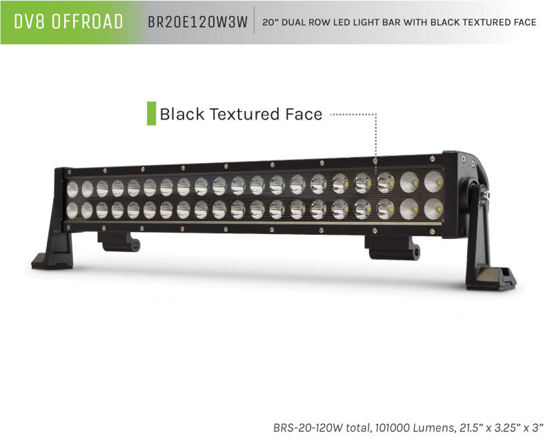 DV8 Offroad BRS Pro Series 20in Light Bar 120W Flood/Spot 3W LED - Black - #BR20E120W3W