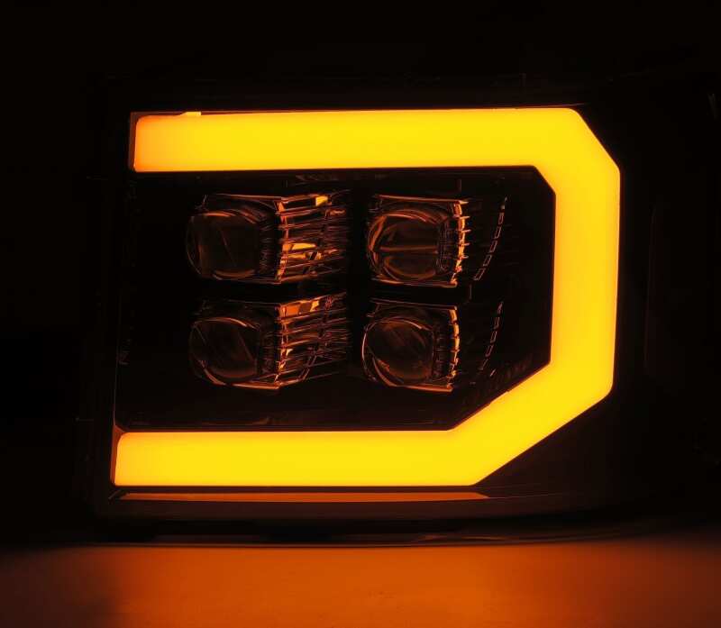 AlphaRex 880609 07-13 GMC 1500 HD NOVA LED Projector Headlight Plank Style Gloss Black w/Activation Light/Sequential Signal/DRL