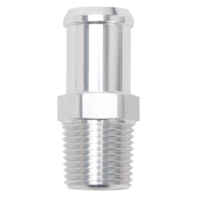 Edelbrock 8184 Hose End Straight 1/2 in NPT to 3/4 in Barb Clear Anodized