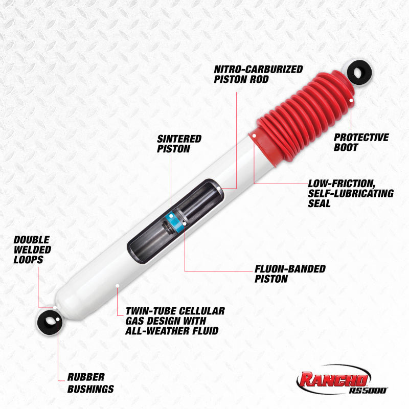Rancho RS5401 RS5000 Series Steering Stabilizer fits 1988 1998 K1500 K2500 K3500 - Accommodates Larger Tires, Engineered to Last - #RS5401