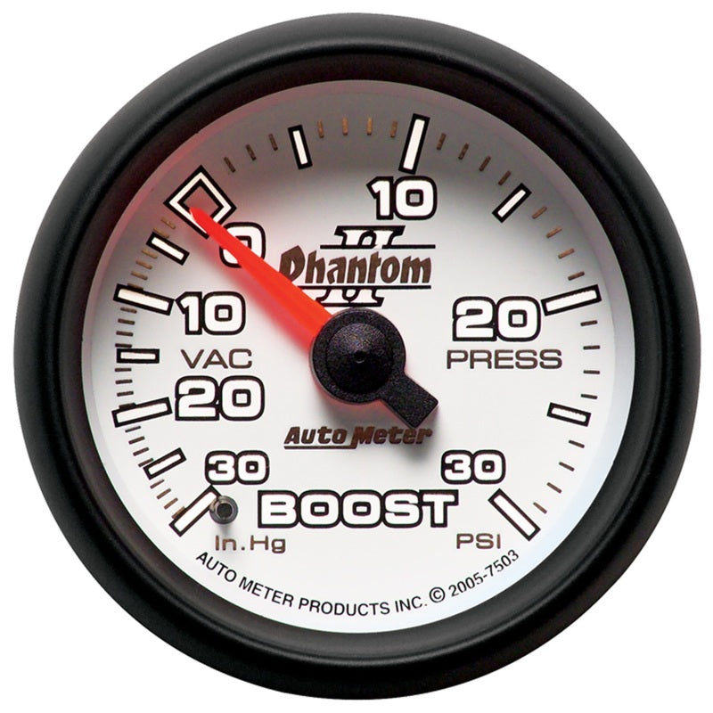 AutoMeter 7503 Phantom II 52mm Mechanical Vacuum/Boost Gauge 30in Hg / 30 PSI