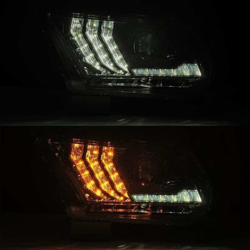 AlphaRex 880118 10-12 Ford Mustang LUXX LED Projector Headlights Plank Style Alpha Black w/Activation Light/Sequential Signal