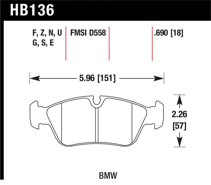 Hawk Performance HB136U.690 DTC-70 Motorsport Brake Pads