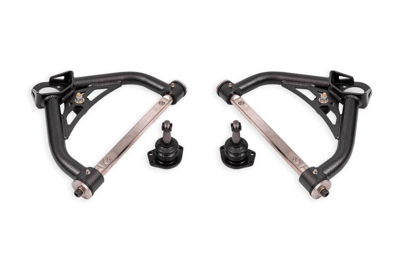 BMR 70-81 Chevrolet Camaro Non-Adj. Upper A-Arms with 0.5in Tall Ball Joint (Delrin) -Black Hammertone