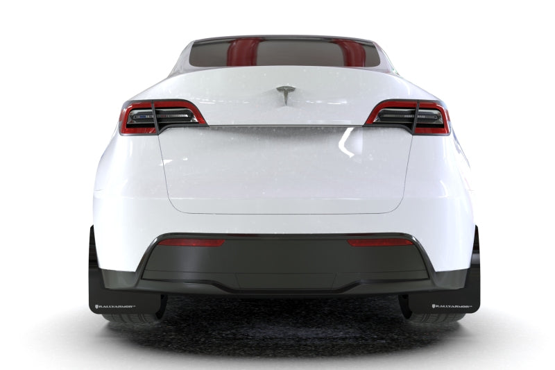 Rally Armor UR Mud Flaps - 2020-2026 Tesla Y - Black/Red Logo - #MF72-UR-BLK/RD