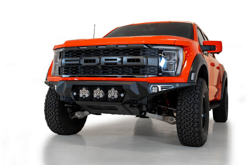 Addictive Desert Designs for 2021+ Ford Raptor Bomber Front Bumper w/ 3 Baja Designs LP6 Light Mounts