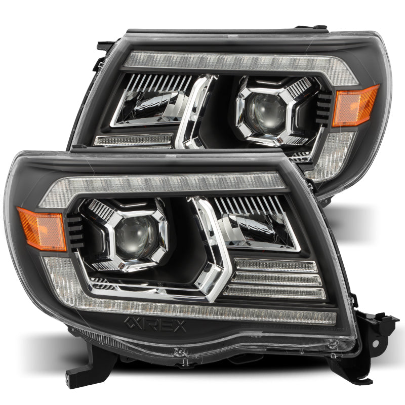 AlphaRex 880741 05-11 Toyota Tacoma LUXX LED Projector Headlights Plank Style Black w/Activation Light and DRL