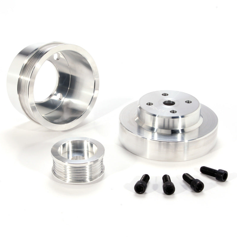 BBK Performance 1553 Underdrive Pulley Kit Billet Aluminum 3-Piece for 1986-1993 Ford Mustang 5.0L