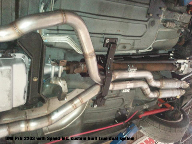 UMI Performance 2203AS-B Tunnel Brace Mount Long Tube Header-Ups with Loop Black