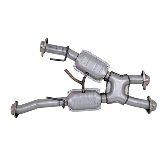 BBK Performance 1810 Short Mid X-Pipe with Catalytic Converters (2-1/2 in) for 1979-1993 Ford Mustang (5.0L) with BBK Automatic Long Tube Headers Automatic Transmission