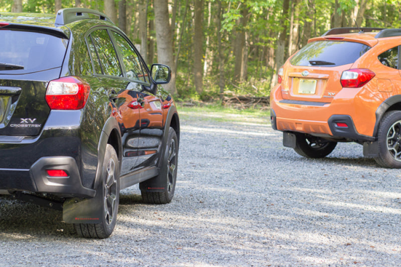 Rally Armor UR Mud Flaps - 2013-2015 Subaru XV Crosstrek, 2016-2017 Subaru Crosstrek - Red/White Logo - #MF26-UR-RD/WH