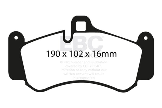 EBC 01-03 Porsche 911 (996) (Cast Iron Rotor only) 3.6 Twin Turbo GT2 Redstuff Front Brake Pads DP31516C