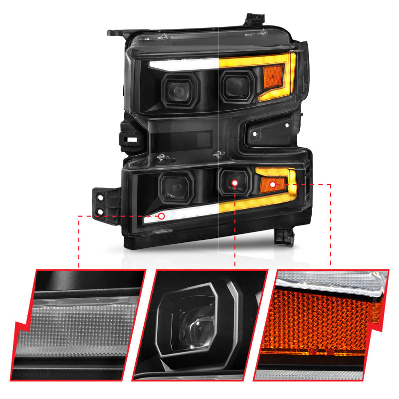 ANZO 2019-2022 Chevrolet Silverado 1500 LED Projector Headlights