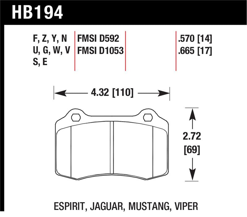 Hawk Performance HB194Z.570 Performance Ceramic Street Brake Pads