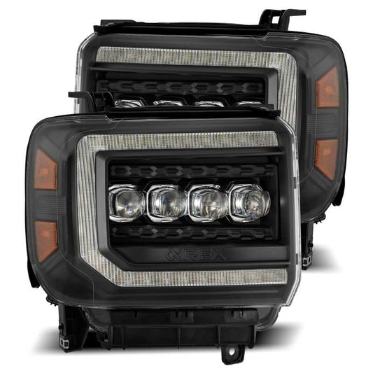 AlphaRex 880617 14-18 GMC Sierra NOVA LED Projector Headlights Plank Style Black w/Activation Light/Sequential Signal/DRL