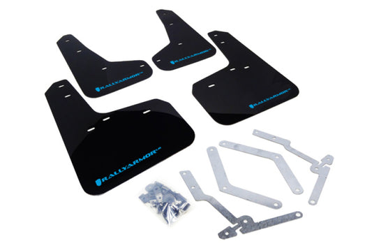 Rally Armor UR Mud Flaps - 2013-2018 Ford Focus - Black/Blue Logo - #MF27-UR-BLK/NB