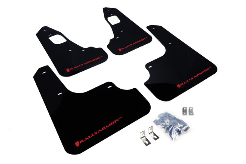 Rally Armor UR Mud Flaps - 2008-2017 Mitsubishi Lancer - Black/Red Logo - #MF10-UR-BLK/RD