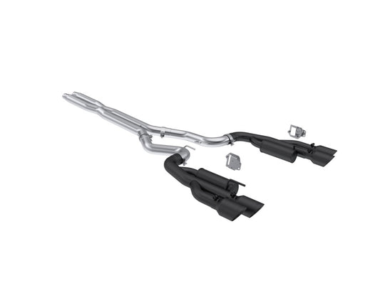 MBRP Mustang 5.0L Blk Alum. SS 3in Cat-Back Exhaust w/ Quad Blk Tips