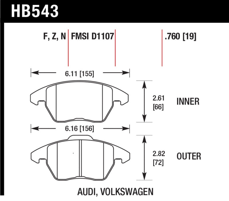 Hawk Performance HB543Z.760 Performance Ceramic Street Brake Pads