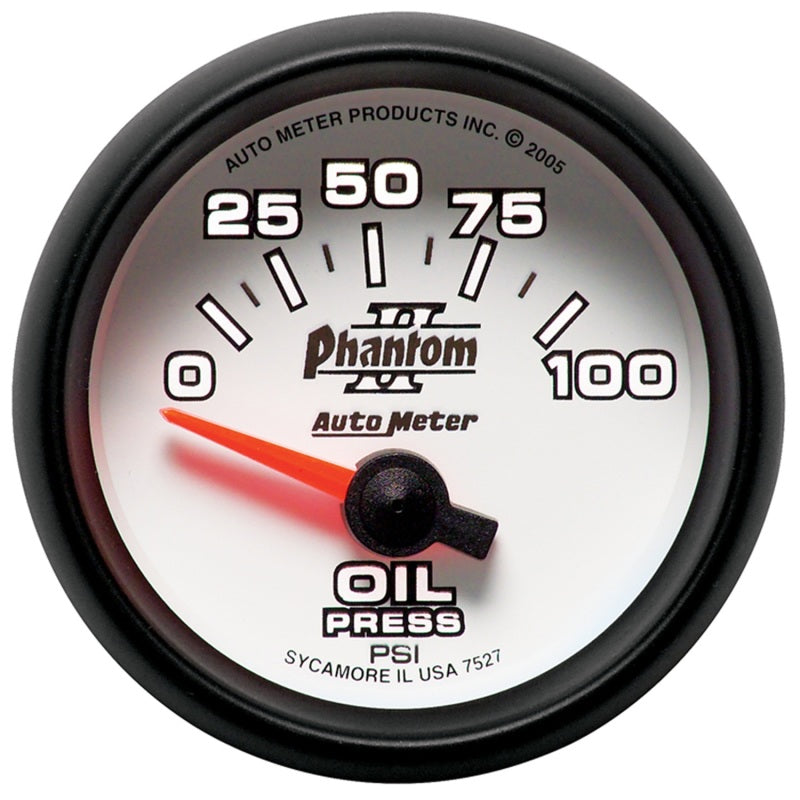 AutoMeter 7527 Phantom II 52mm Short Sweep Electric 0-100psi Oil Pressure Gauge
