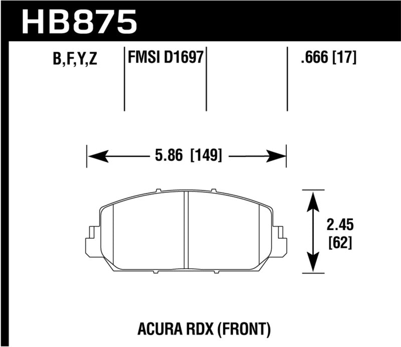 Hawk Performance HB875B.666 HPS 5.0 Street Brake Pads