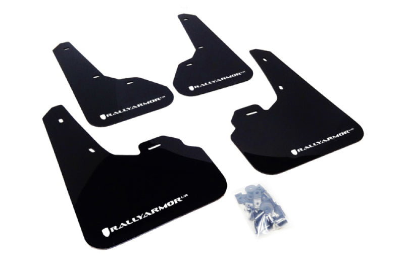Rally Armor UR Mud Flaps - 2010-2013 Mazda 3 - Black/White Logo - #MF17-UR-BLK/WH