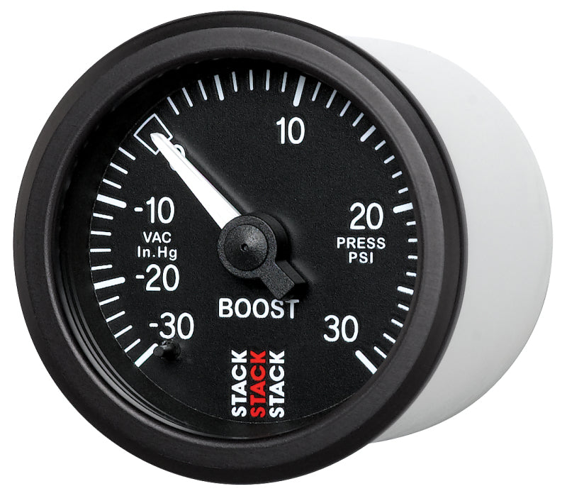 AutoMeter ST3112 Stack 52mm -30inHg to +30 PSI Mechanical Boost Gauge Black