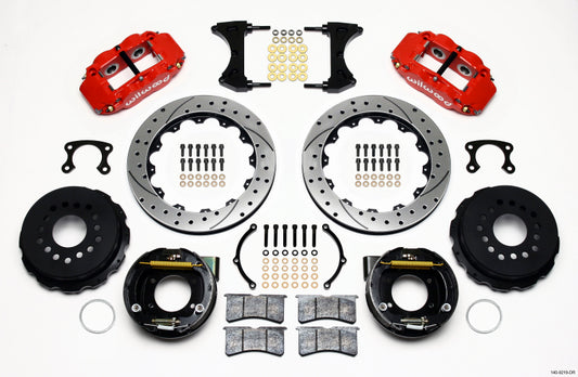 Wilwood Narrow Superlite 4R Rear P-Brk Kit 12.88in Drill Red Big Ford New Style 2.50in Offset - #140-9219-DR