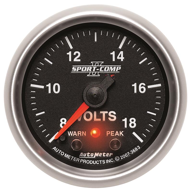 AutoMeter 3683 Sport-Comp II 2-1/16in Digital Voltmeter Gauge - 18V