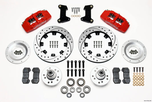 Wilwood Dynapro 6 Front Hub Kit 12.19in Drilled Red 74-80 Pinto/Mustang II Disc Spindle only - #140-10742-DR