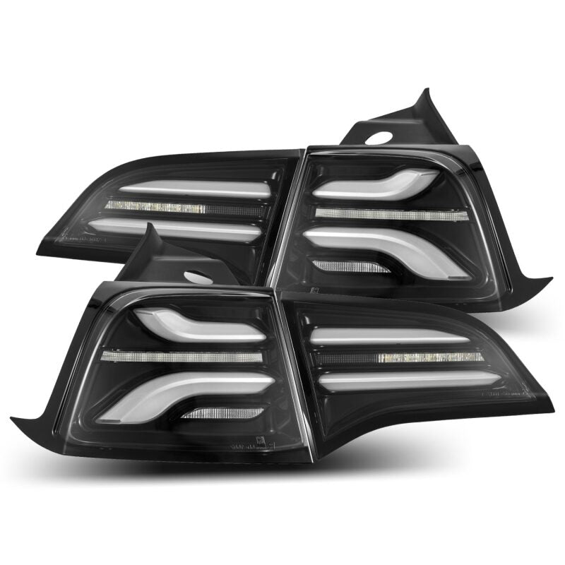 AlphaRex 601030 20-22 Tesla Model Y PRO-Series LED Tail Lights Jet Black w/Sequential Signal