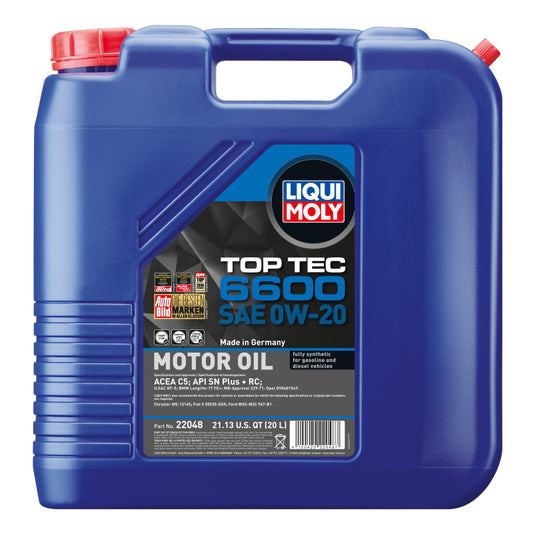 LIQUI MOLY 20L Top Tec 6600 Motor Oil SAE 0W-20 (22048)
