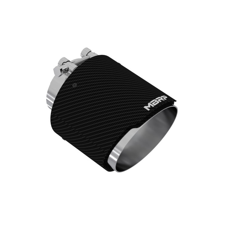 MBRP T5184CF 304 SS Round Angle Cut Clamp-On Double-Wall Carbon Fiber Exhaust Tip