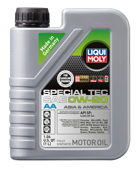 LIQUI MOLY 1L Special Tec AA Motor Oil SAE 0W-20 (2207) - Pack of 6