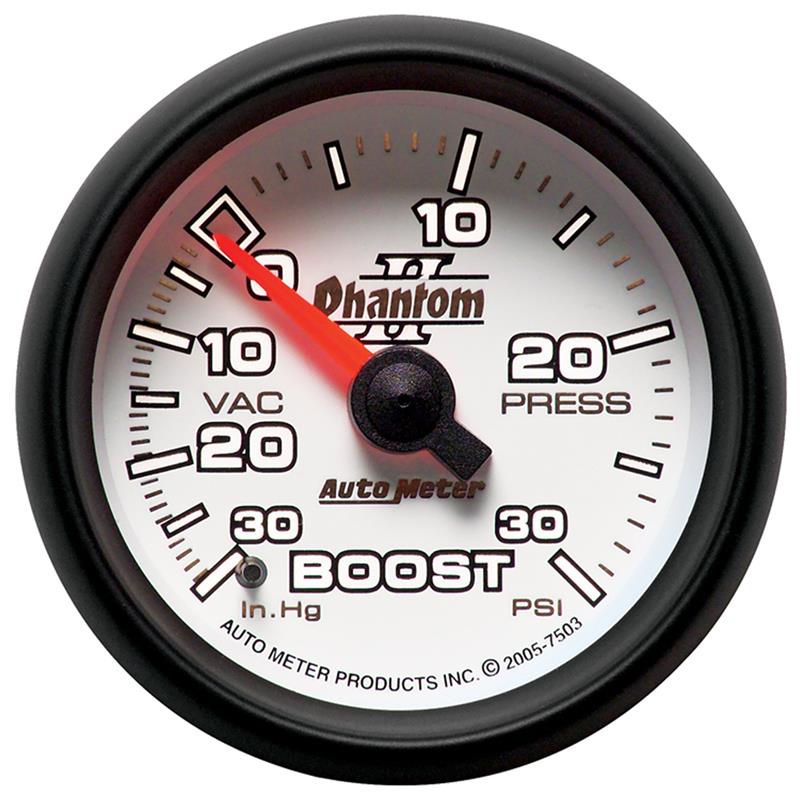 AutoMeter 7503 Phantom II 52mm Mechanical Vacuum/Boost Gauge 30in Hg / 30 PSI