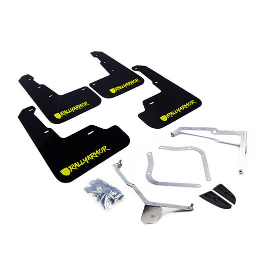 Rally Armor UR Mud Flaps - 2015-2021 Subaru WRX / WRX STI - Black/Green Logo - #MF32-UR-BLK/CGN-X