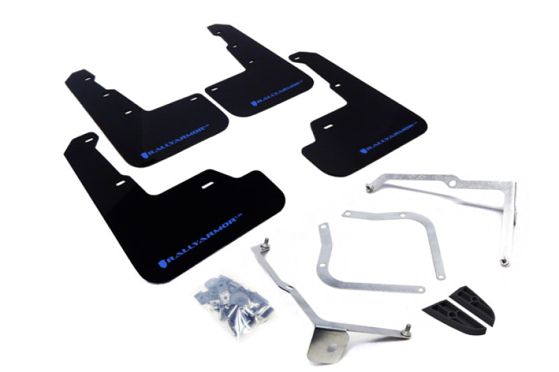 Rally Armor UR Mud Flaps - 2015-2021 Subaru WRX / WRX STI - Black/Blue Logo - #MF32-UR-BLK/LBL