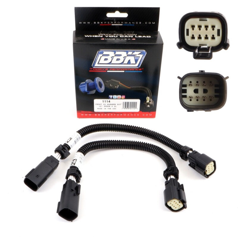 BBK Performance 1114 Front O2 Extension Harness 6-Pin 12 in (Pair) for 2015-2023 Dodge Challenger / Charger Hellcat (6.2L Supercharged Hemi)