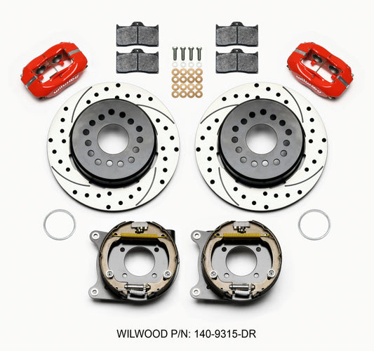 Wilwood Forged Dynalite P/S Park Brake Kit Drilled Red 12 Bolt 2.75in offset Staggered Shock - #140-9315-DR