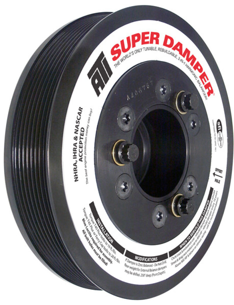 ATI Performance Products 918889 Super Damper Harmonic Balancer 7.45 in Steel 8 Groove 12% Overdrive for 1999-2003 Ford F-250 / F-350 Super Duty (7.3L Power Stroke)